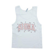 Sigma Sigma Sigma Kacey Rib Crop Tank - MD WHITE