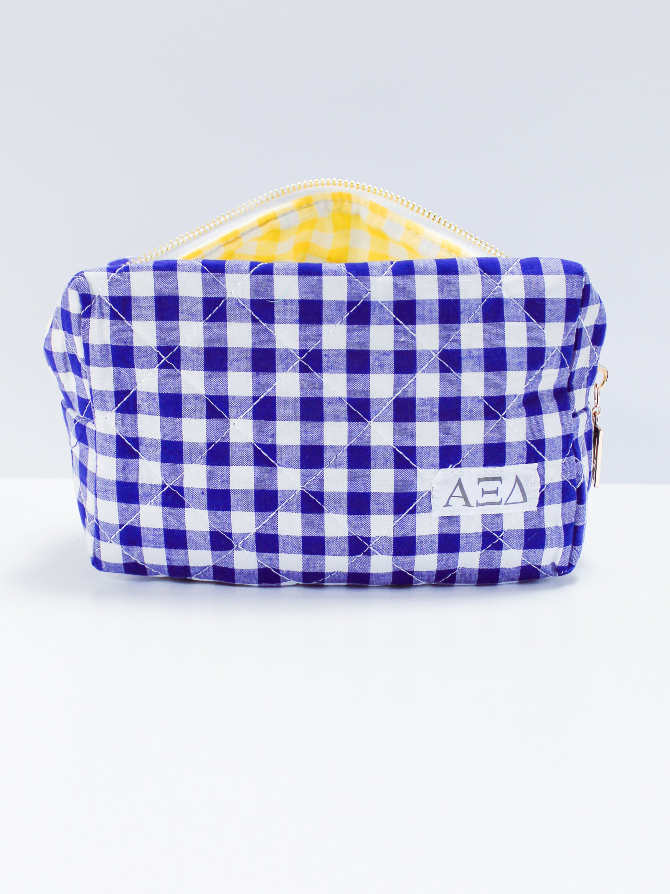 Sorority Gingham Quilted Makeup Bag