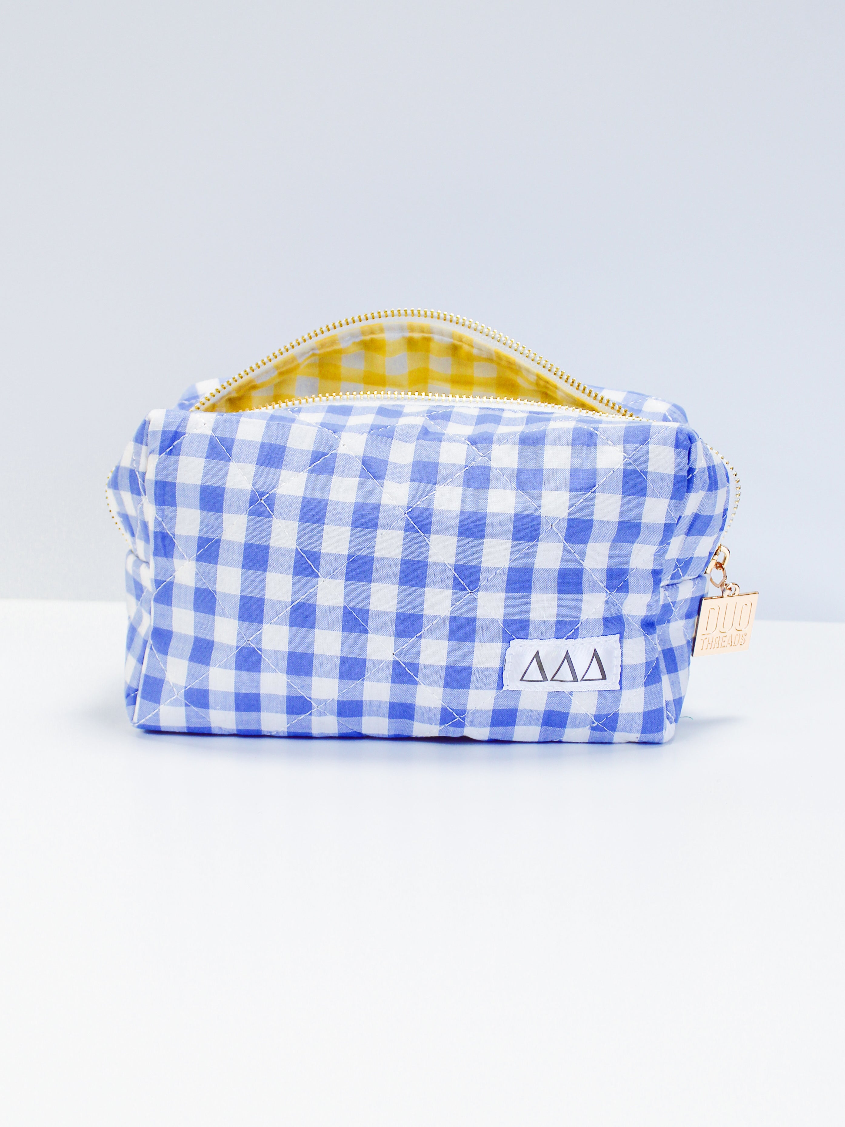 Sorority Gingham Quilted Makeup Bag