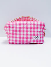 Sorority Gingham Quilted Makeup Bag