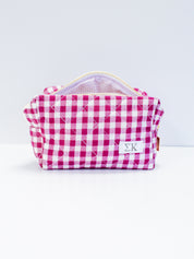 Sorority Gingham Quilted Makeup Bag