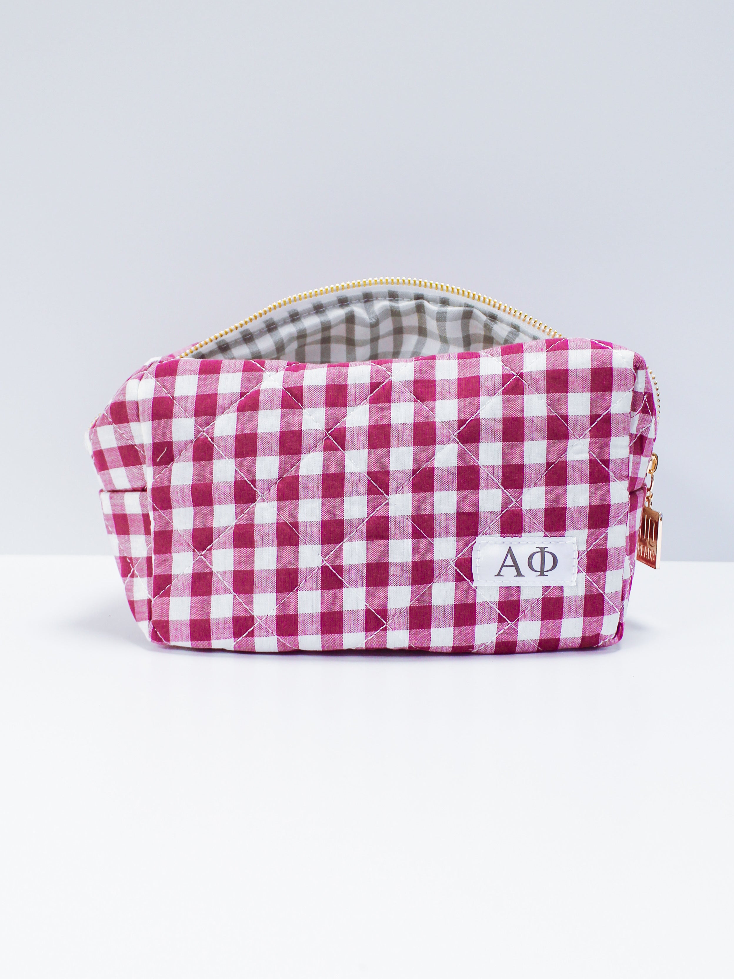 Sorority Gingham Quilted Makeup Bag