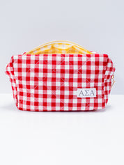 Sorority Gingham Quilted Makeup Bag