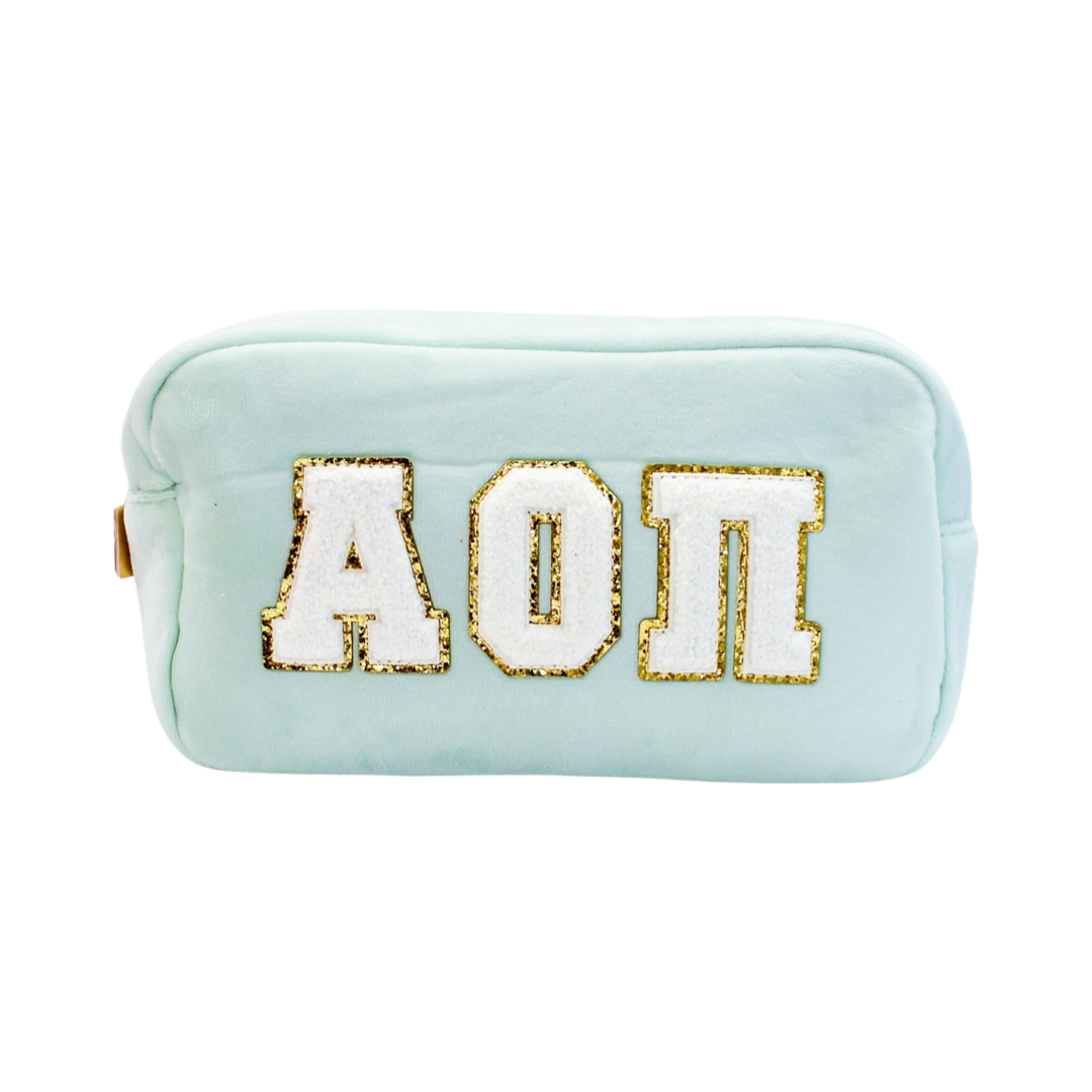 Alpha Omicron Pi Chenille Sorority Cosmetic Bag