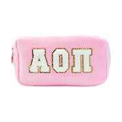 Alpha Omicron Pi Chenille Sorority Cosmetic Bag