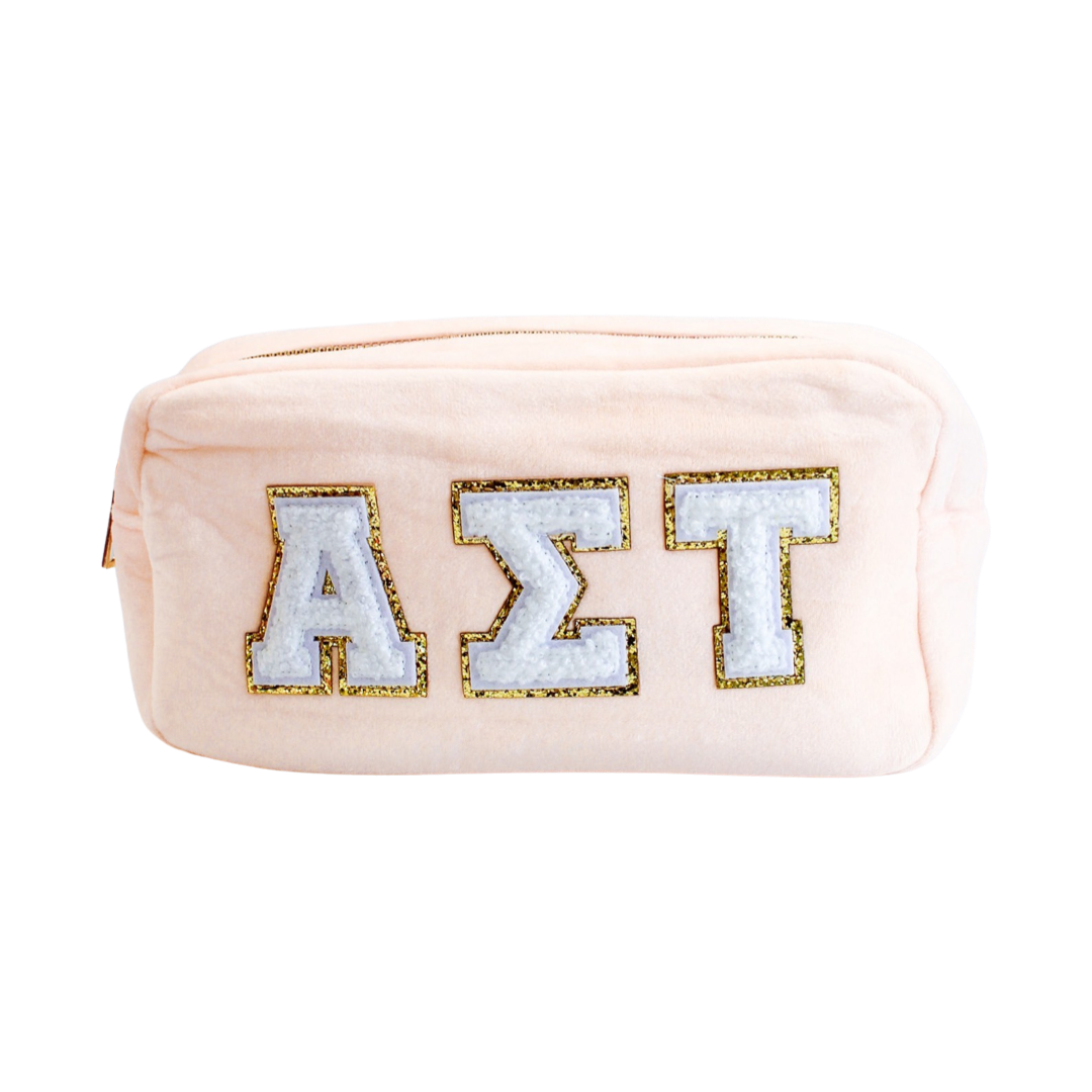 Alpha Sigma Tau Chenille Sorority Cosmetic Bag