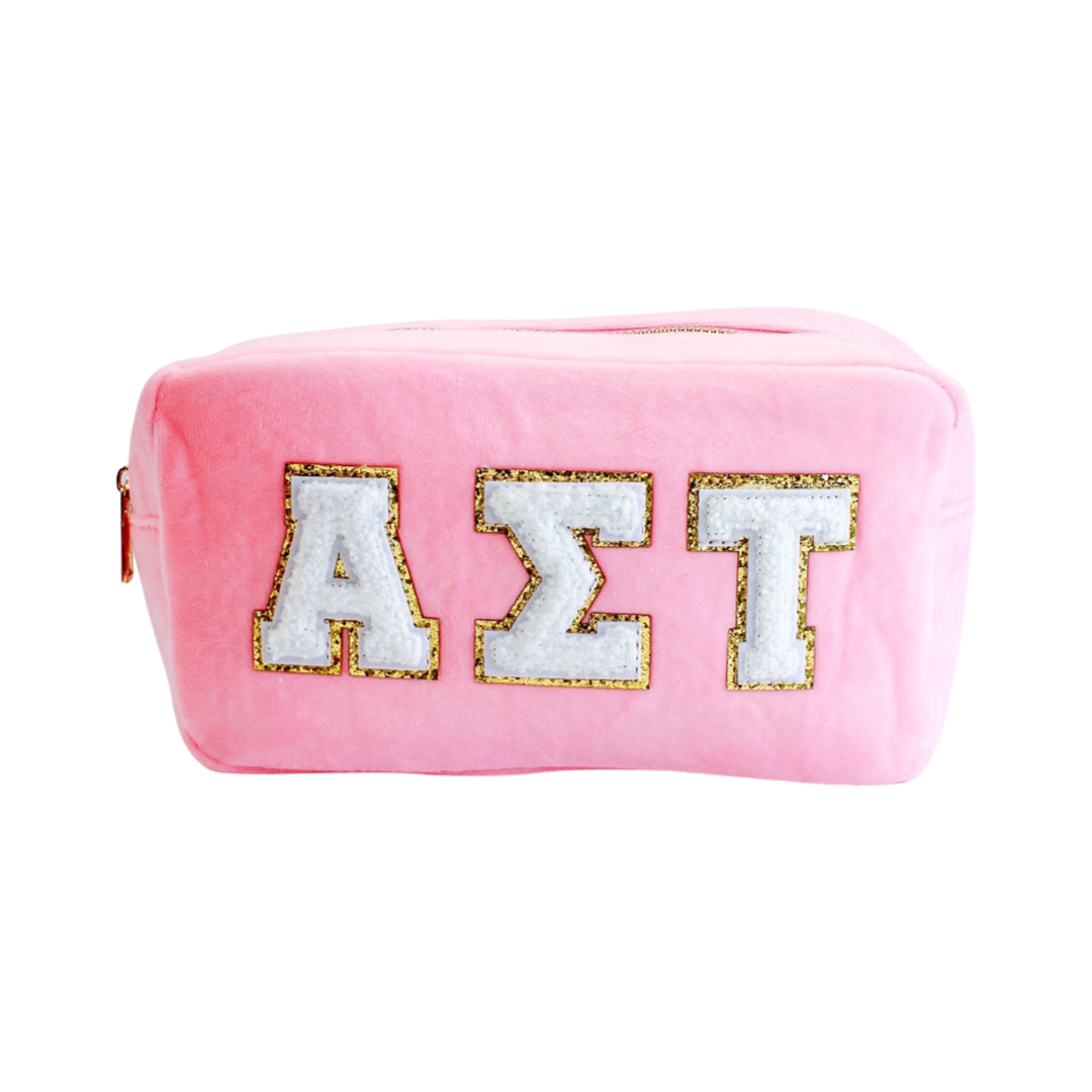 Alpha Sigma Tau Chenille Sorority Cosmetic Bag