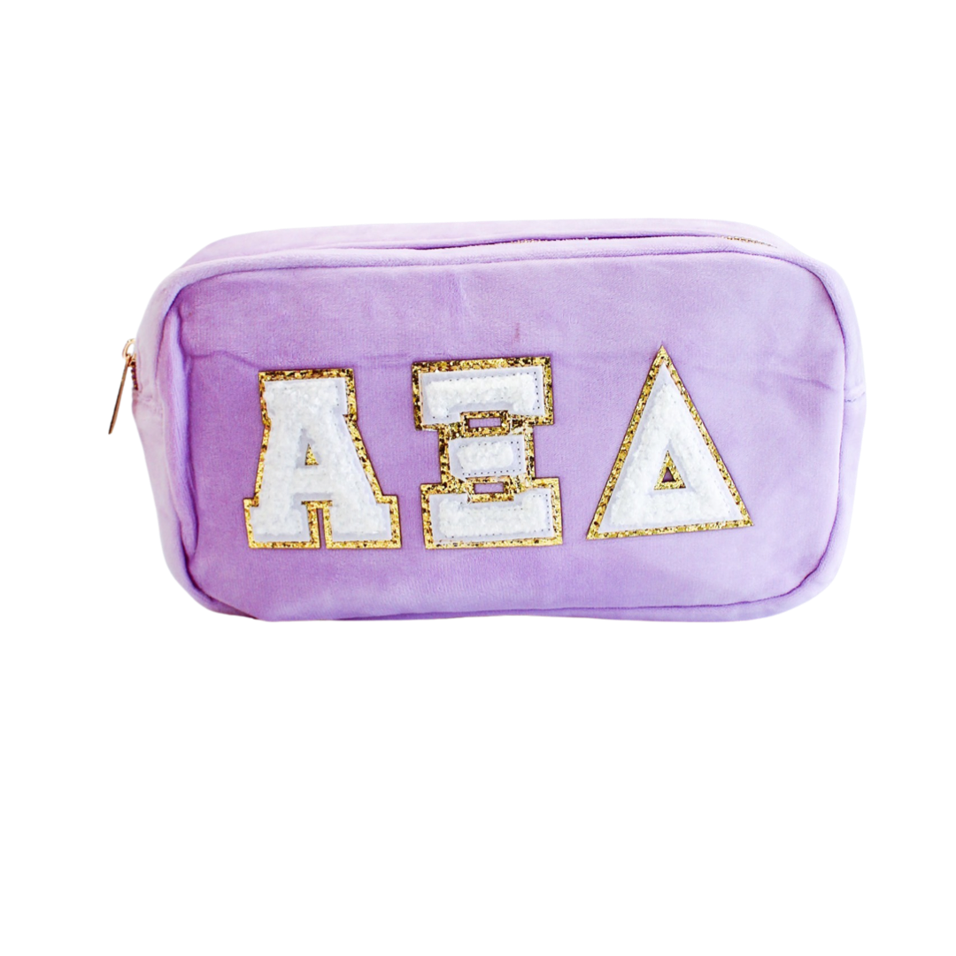 Alpha Xi Delta Chenille Sorority Cosmetic Bag