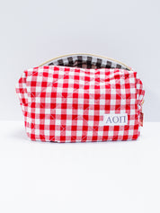 Sorority Gingham Quilted Makeup Bag