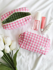 Sorority Gingham Quilted Makeup Bag