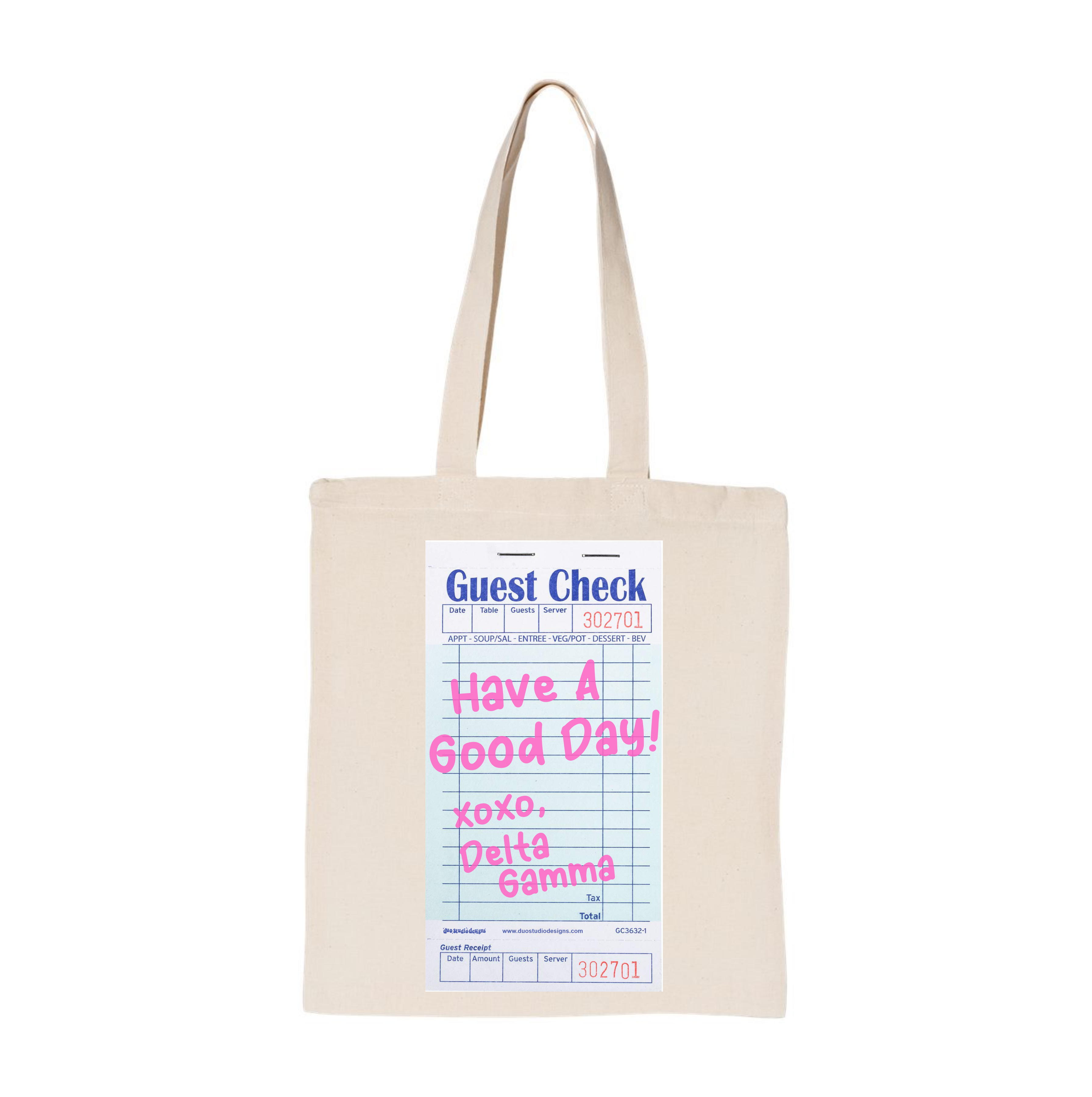 Delta Gamma Guest Check Sorority Tote