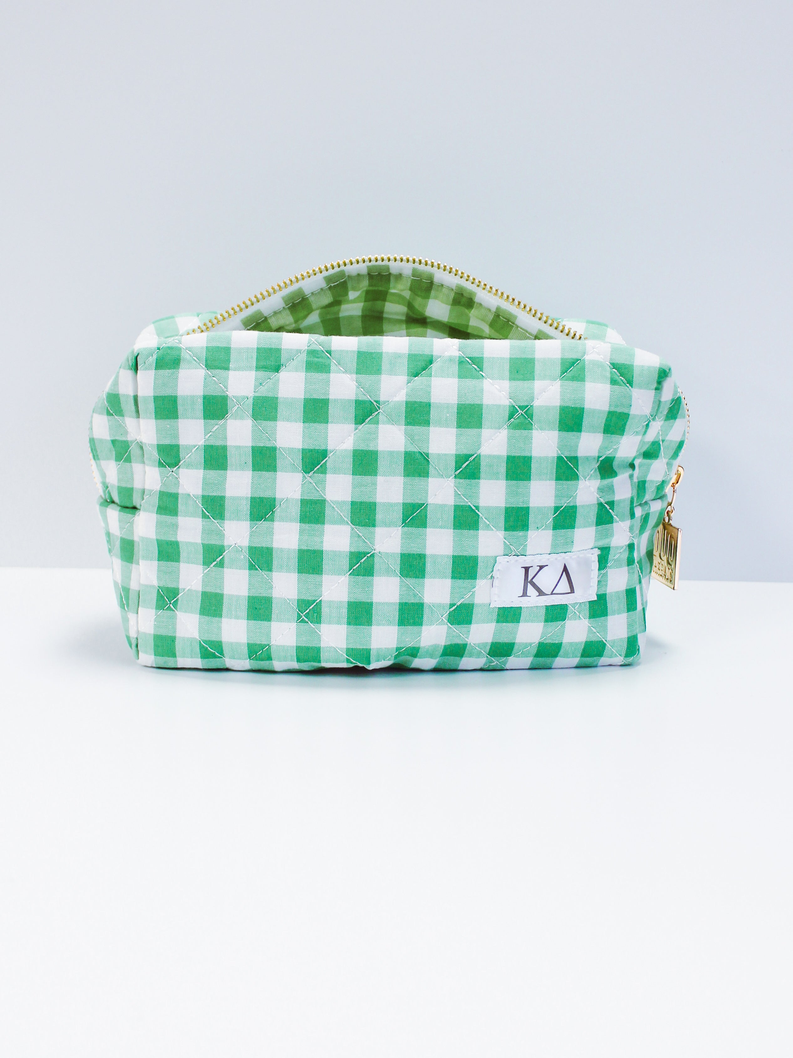 Sorority Gingham Quilted Makeup Bag