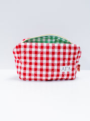 Sorority Gingham Quilted Makeup Bag