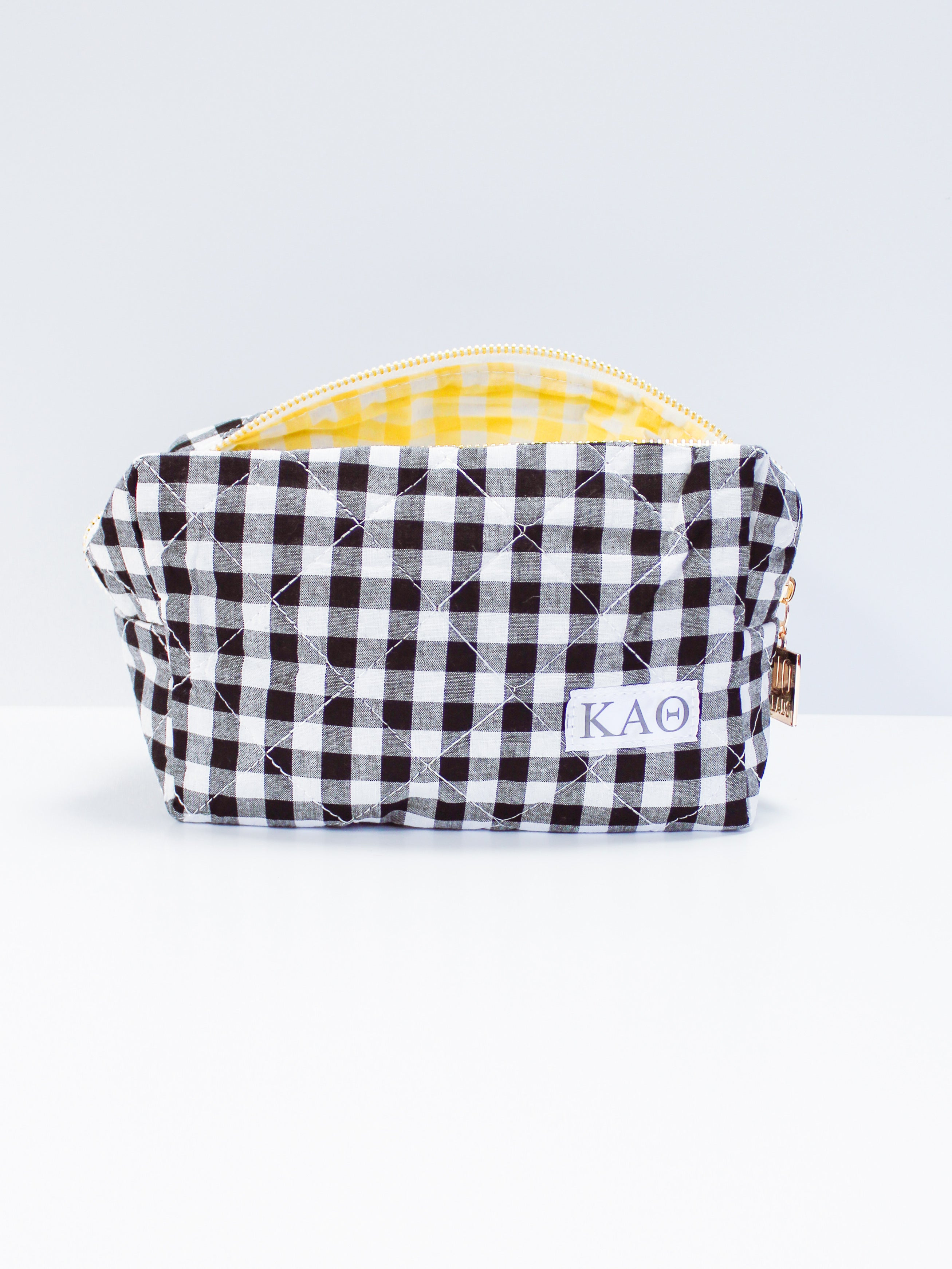 Sorority Gingham Quilted Makeup Bag