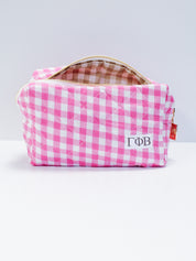 Sorority Gingham Quilted Makeup Bag