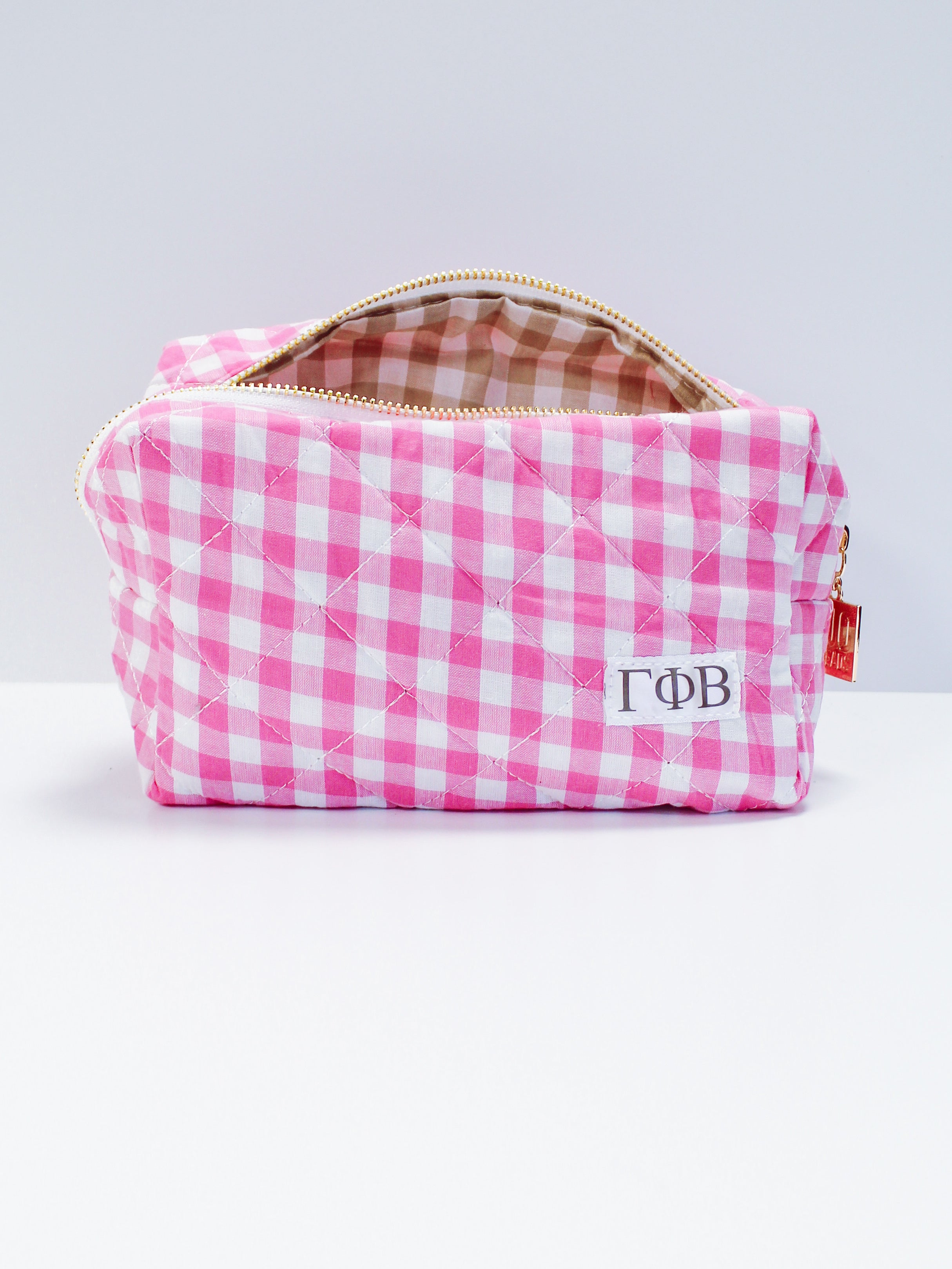 Sorority Gingham Quilted Makeup Bag