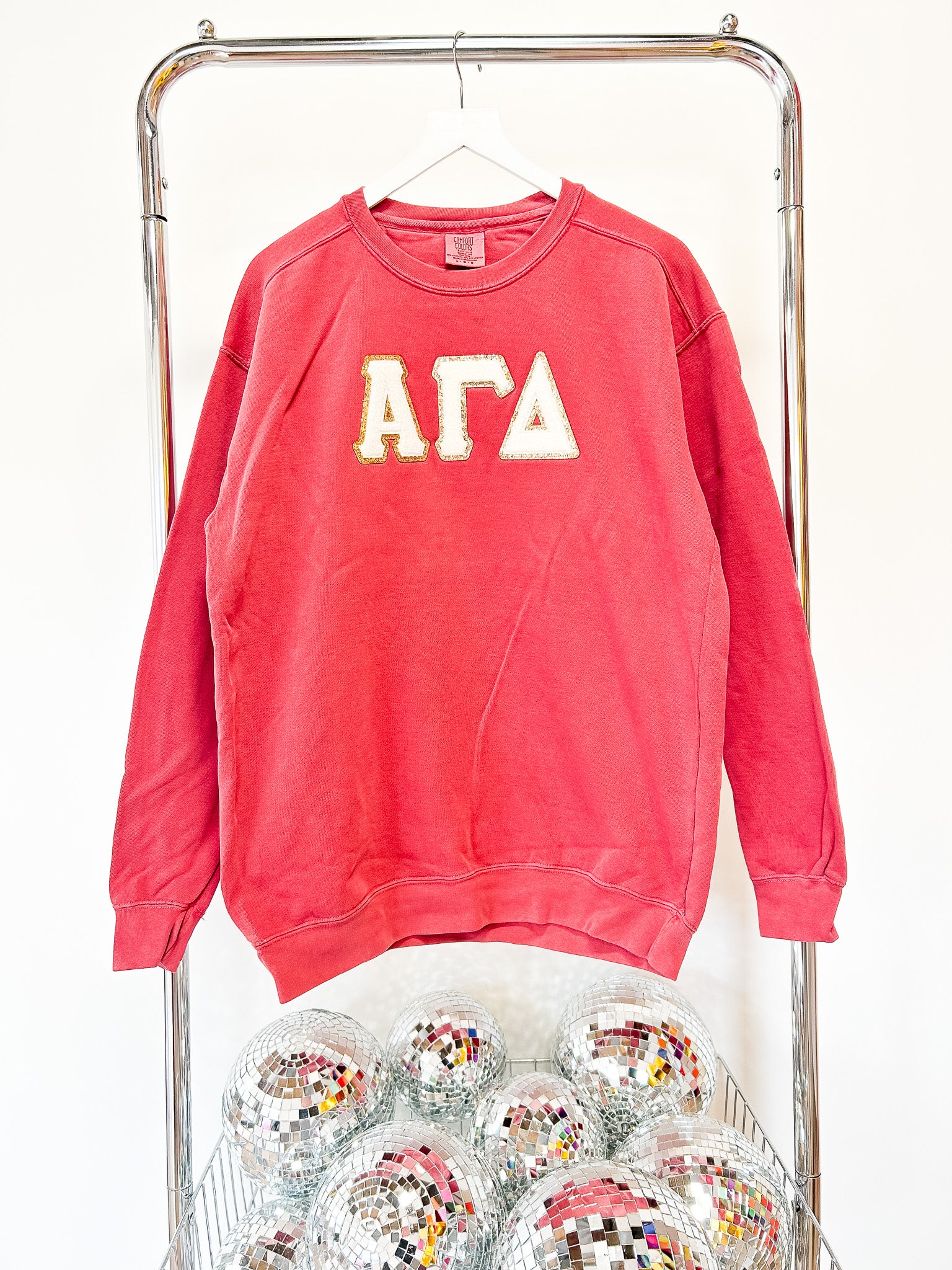 Alpha Gamma Delta Chenille Crew - CRIMSON