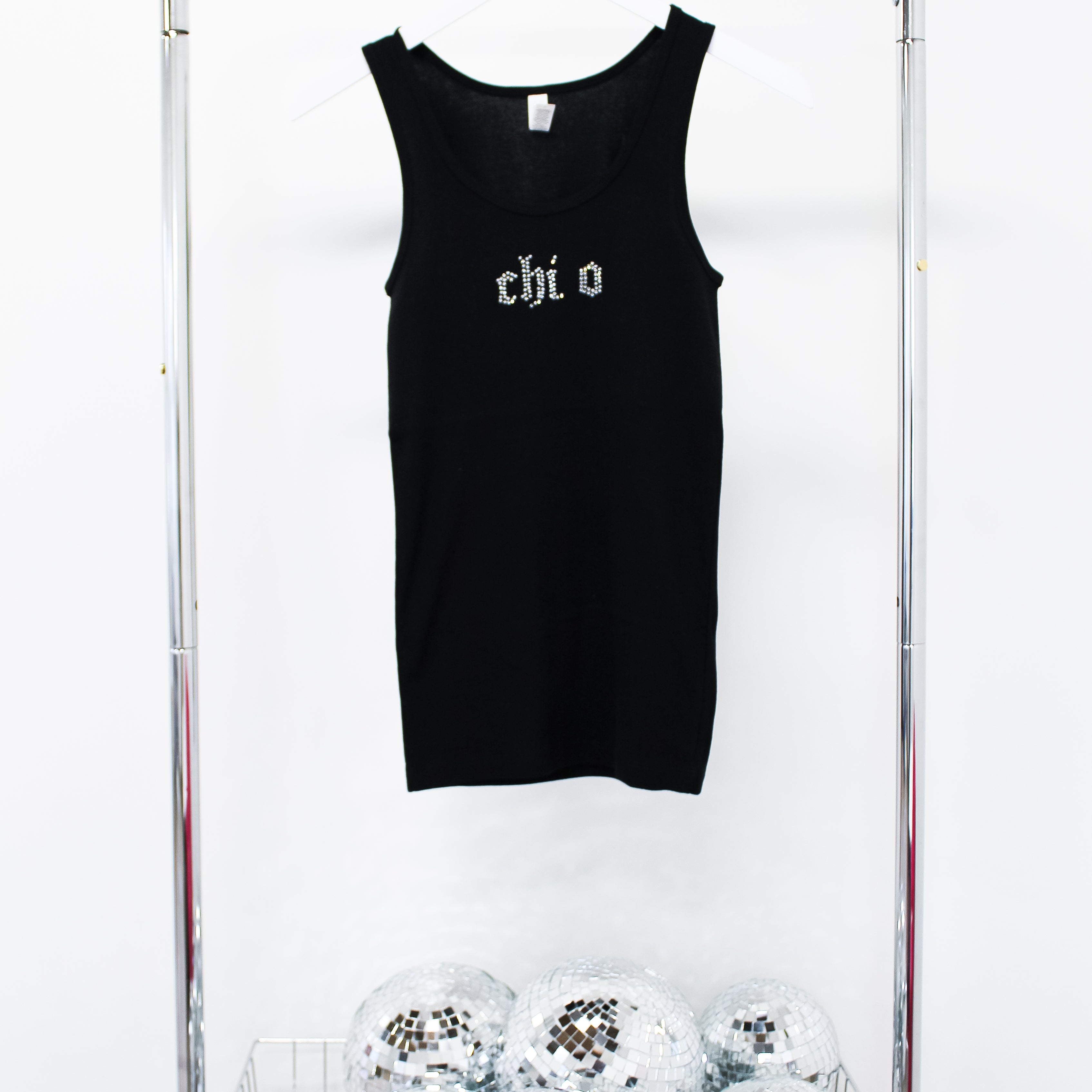 Chi Omega Bling Ring Tank - SM BLACK