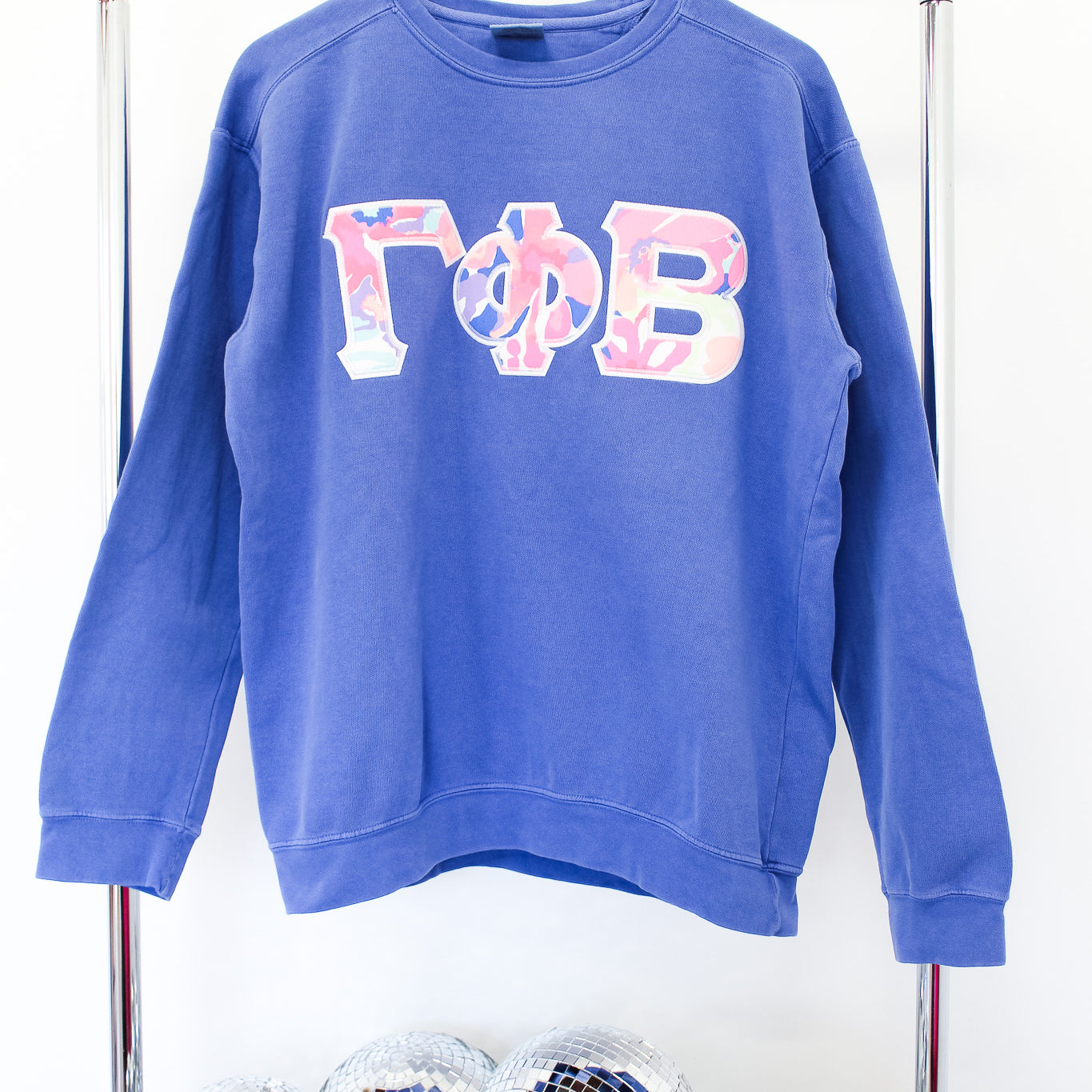 Gamma Phi Beta Embroidered Letter Crew - MD BLUE