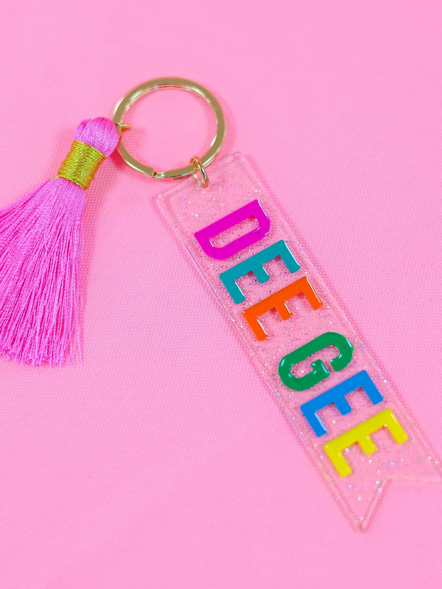 Delta Gamma Sparkle Tassel Key Fob