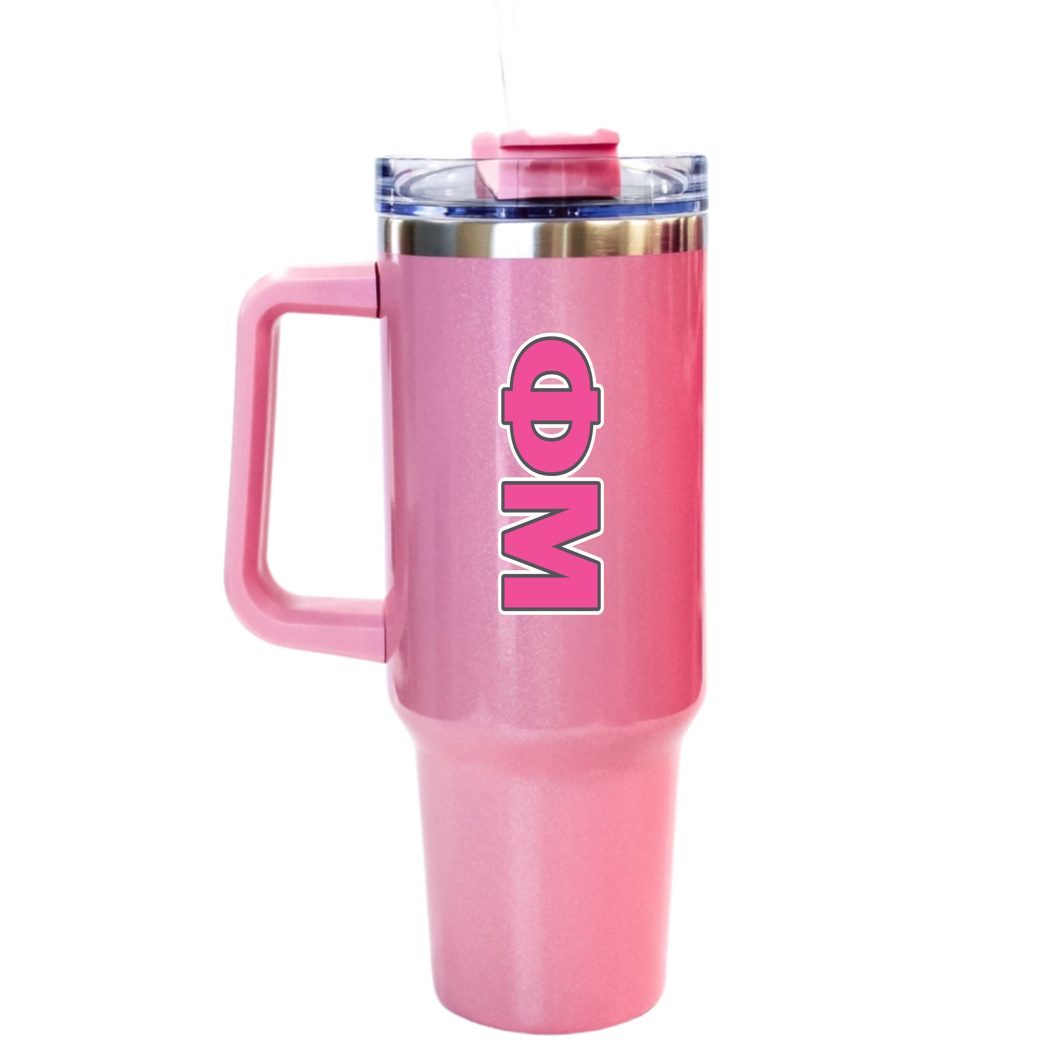 Phi Mu 40oz Stainless Steel Tumbler with Handle – SororityShop