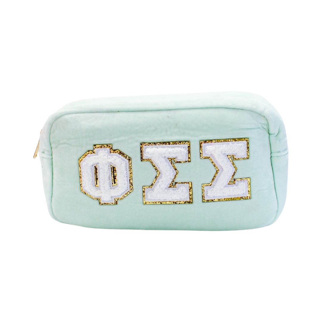 Phi Sigma Sigma Chenille Sorority Cosmetic Bag